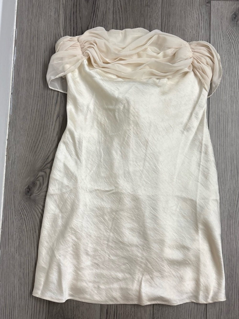 Princess Polly Cream Strapless Ruffled Chiffon Dress